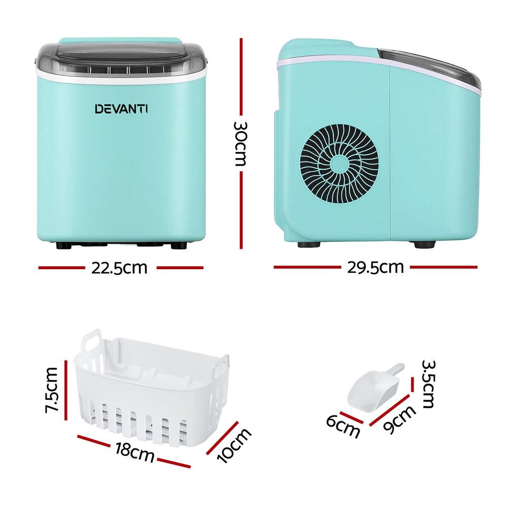 Devanti 12kg Ice Maker Machine w/Self Cleaning Green.