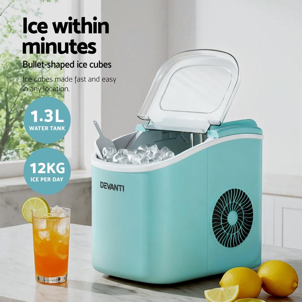 Devanti 12kg Ice Maker Machine w/Self Cleaning Green.