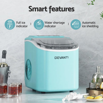 Devanti 12kg Ice Maker Machine w/Self Cleaning Green.