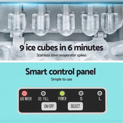 Devanti 12kg Ice Maker Machine w/Self Cleaning Green.