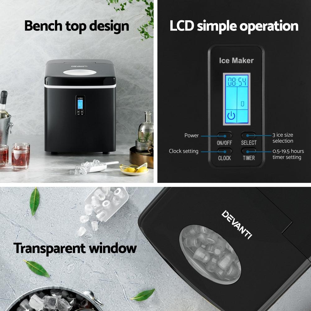 Devanti 15kg Ice Maker Machine Black.