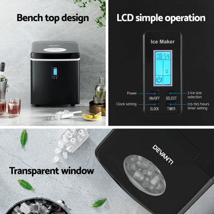 Devanti 15kg Ice Maker Machine Black.