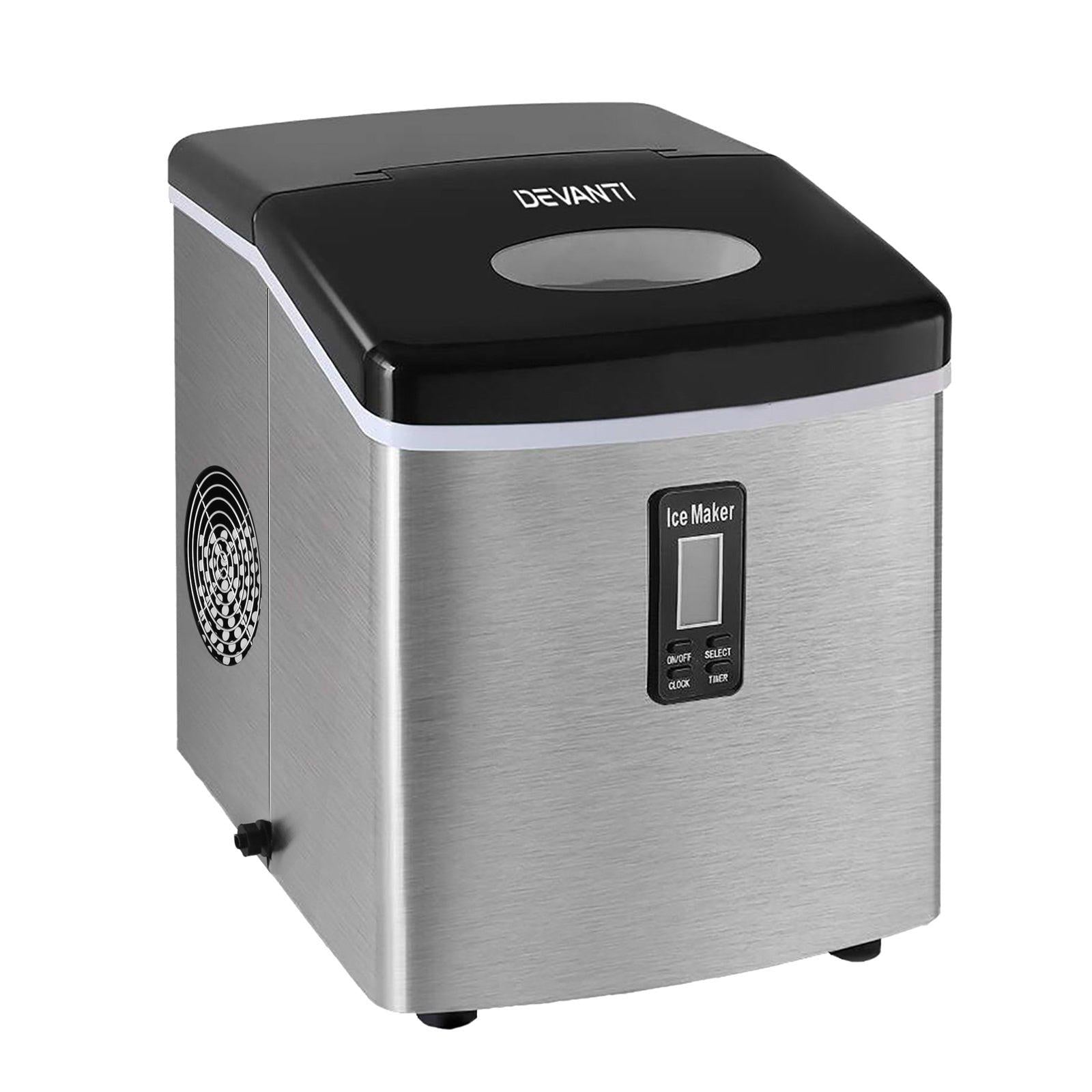 Devanti 15kg Ice Maker Machine Silver.