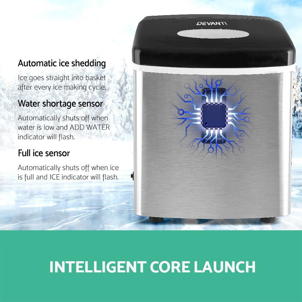 Devanti 15kg Ice Maker Machine Silver.