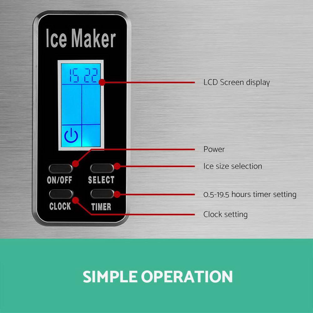 Devanti 15kg Ice Maker Machine Silver.