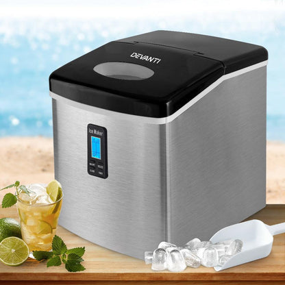 Devanti 15kg Ice Maker Machine Silver.