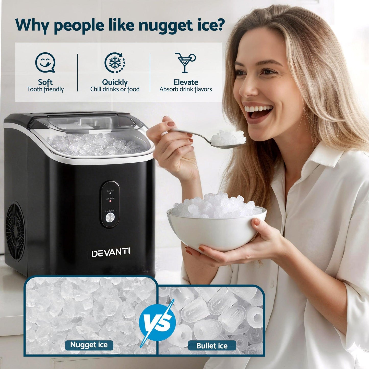 Devanti 15kg Nugget Ice Maker Machine.