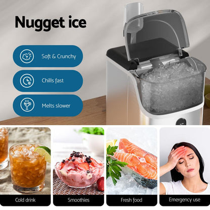 Devanti Ice Maker Machine 15kg Nugget Ice Cube.