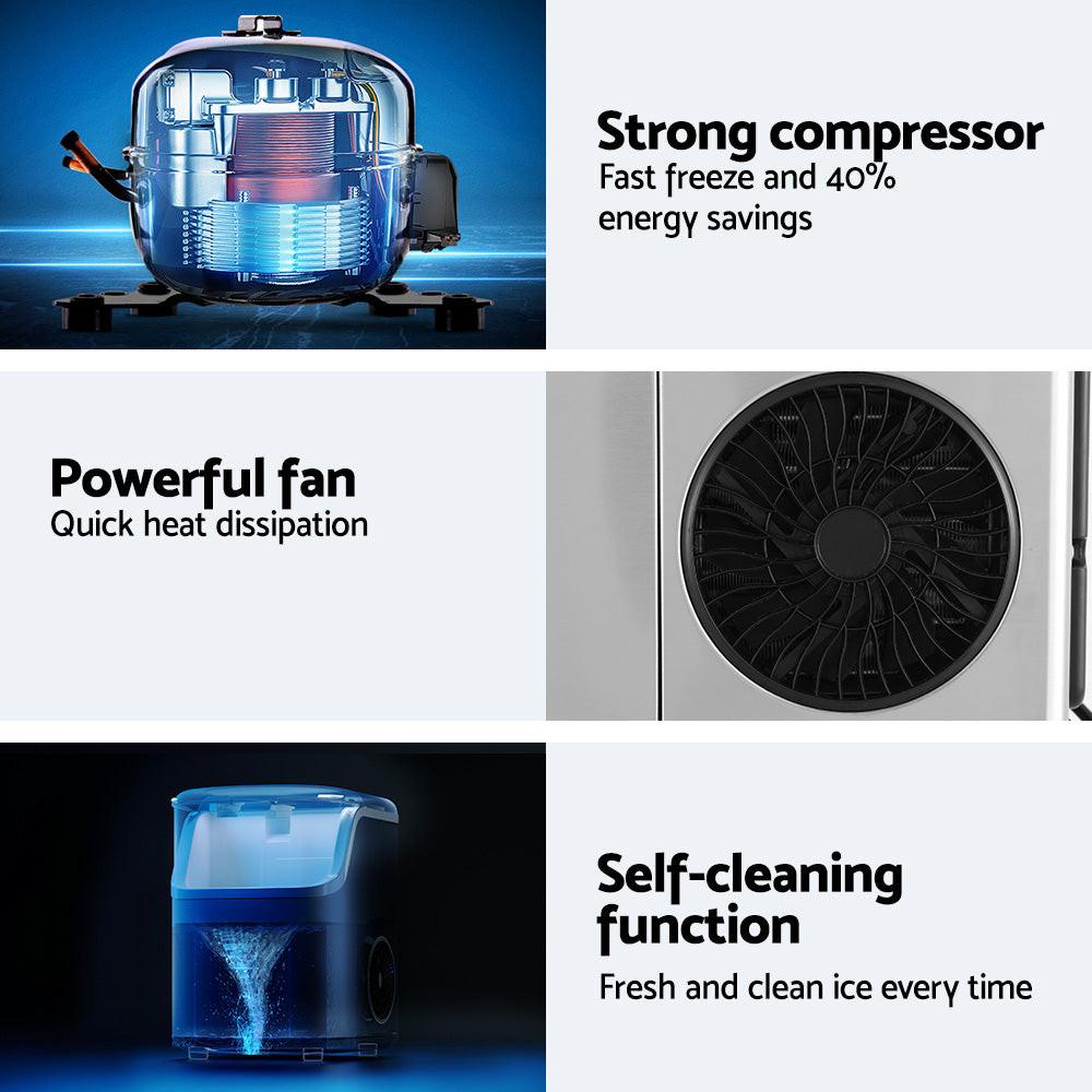 Devanti Ice Maker Machine 15kg Nugget Ice Cube.