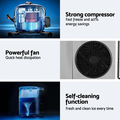 Devanti Ice Maker Machine 15kg Nugget Ice Cube.