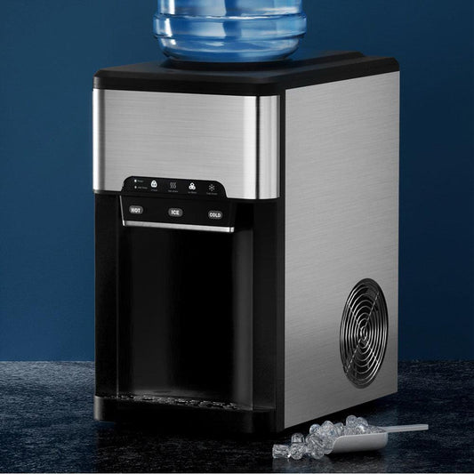 Devanti 20kg 3 in 1 Ice Maker Machine Cold and Hot Water Dispenser 3L Silver.