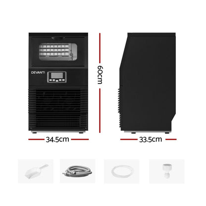Devanti Commercial Ice Maker Cube Machine 30kg.