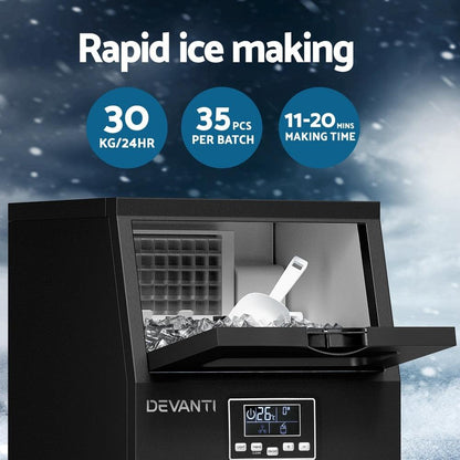 Devanti Commercial Ice Maker Cube Machine 30kg.