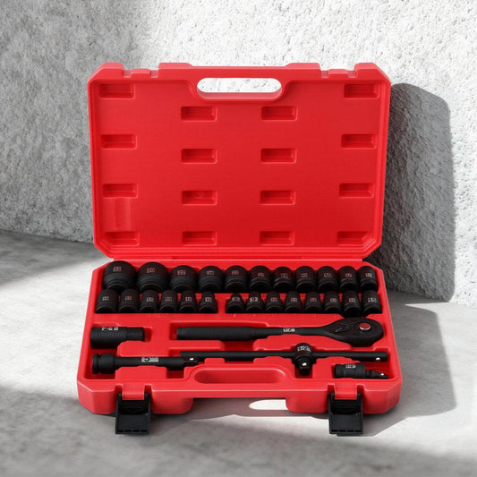 Giantz 30Pc 1/2" Drive Socket Set Cr-V Steel 8-32mm Workshop Repair.