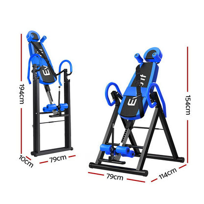 Everfit Inversion Table Gravity Exercise Inverter Back Stretcher Home Gym Blue.