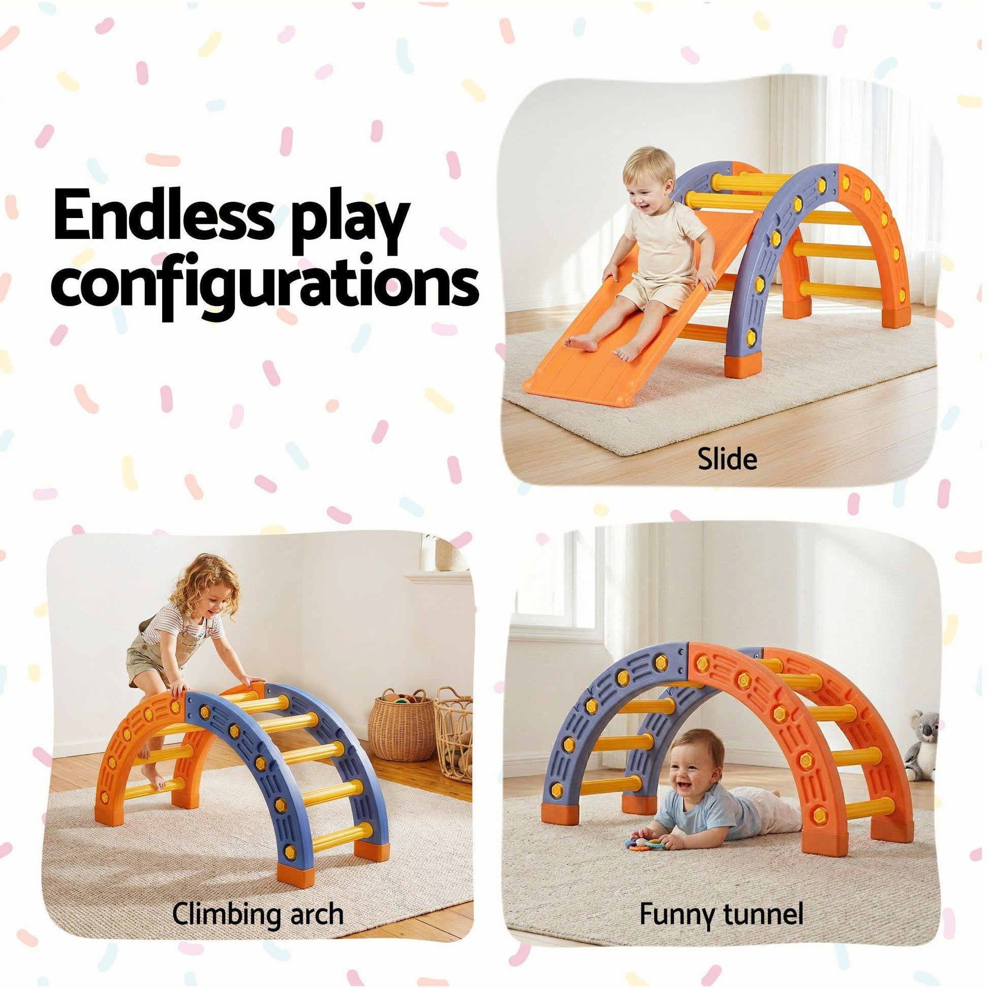Keezi Kids Climbing Frame Set With Slide Indoor Outdoor Toddler Toys Pikler Arch Climber.