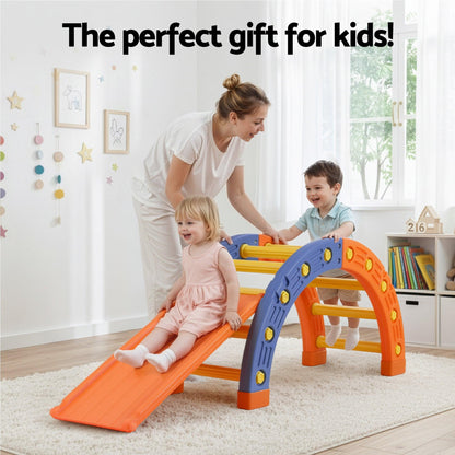 Keezi Kids Climbing Frame Set With Slide Indoor Outdoor Toddler Toys Pikler Arch Climber.