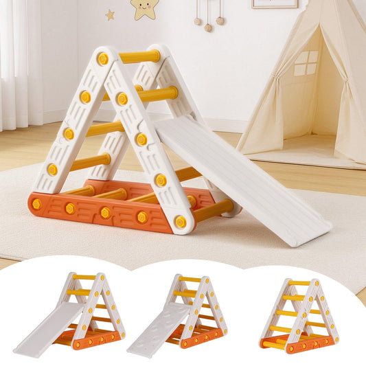 Keezi Kids Climbing Frame Set With Slide Indoor Outdoor Toddler Toys Pikler Triangle Climber.