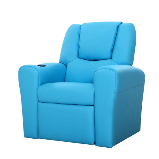 Keezi Kids Recliner Chair PU Leather Sofa Lounge Couch Children Armchair Blue.