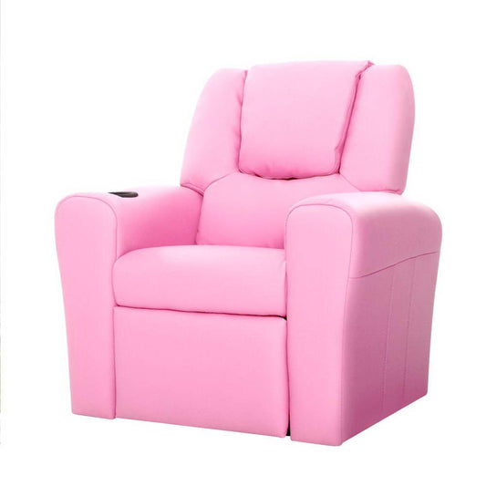 Keezi Kids Recliner Chair PU Leather Sofa Lounge Couch Children Armchair Pink.