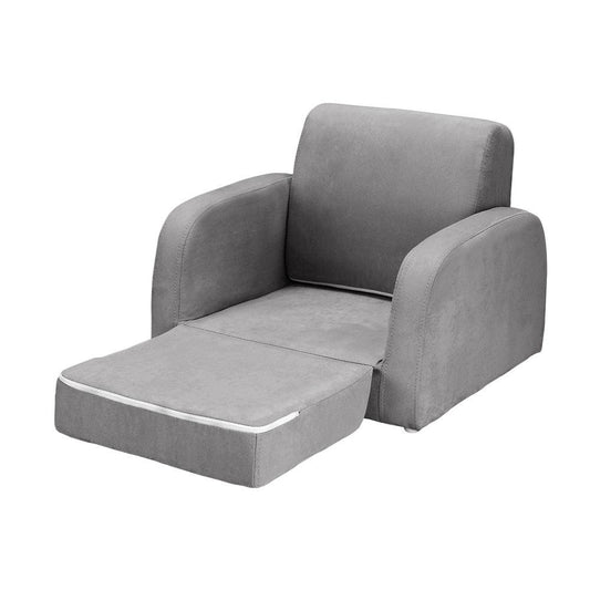 Keezi Kids Sofa 1 Seater Children Flip Open Couch Lounger Armchair Soft Grey.