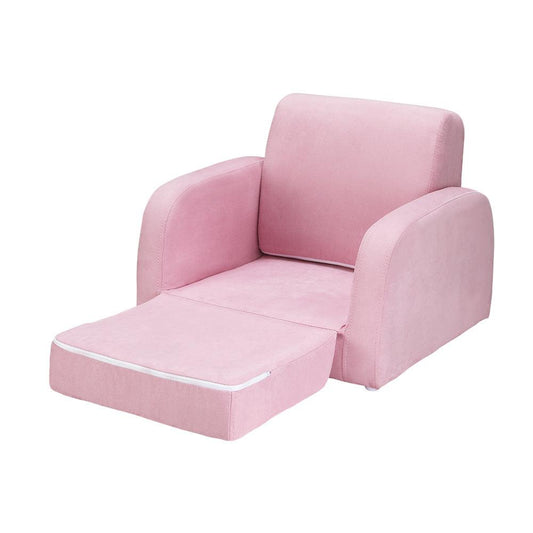 Keezi Kids Sofa 1 Seater Children Flip Open Couch Lounger Armchair Soft Pink.