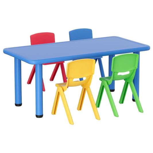Keezi 5PCS Kids Table and Chairs Set Children Study Desk Furniture Plastic 4 Chairs.