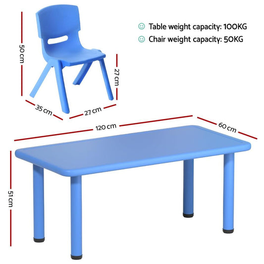 Keezi 5PCS Kids Table and Chairs Set Children Study Desk Furniture Plastic 4 Chairs.