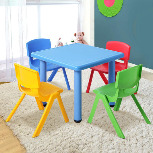 Keezi 5PCS Kids Table and Chairs Set Children Study Desk Furniture Plastic 4 Chairs.