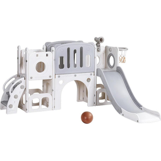 Keezi Kids Slide Swing Set Ball Hoop Rings Football Outdoor Toys.