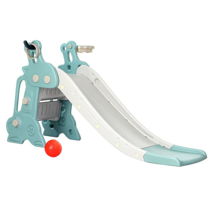 Keezi Kids Slide Set Basketball Hoop Ring Outdoor Playground Toy Deer 140cm Blue.