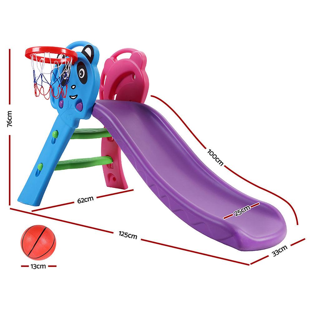 Keezi Kids Slide Set Basketball Hoop Indoor Outdoor Playground Toys 100cm Blue.