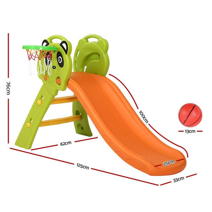 Keezi Kids Slide Set Basketball Hoop Indoor Outdoor Playground Toys 100cm Orange.