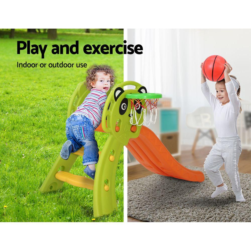 Keezi Kids Slide Set Basketball Hoop Indoor Outdoor Playground Toys 100cm Orange.