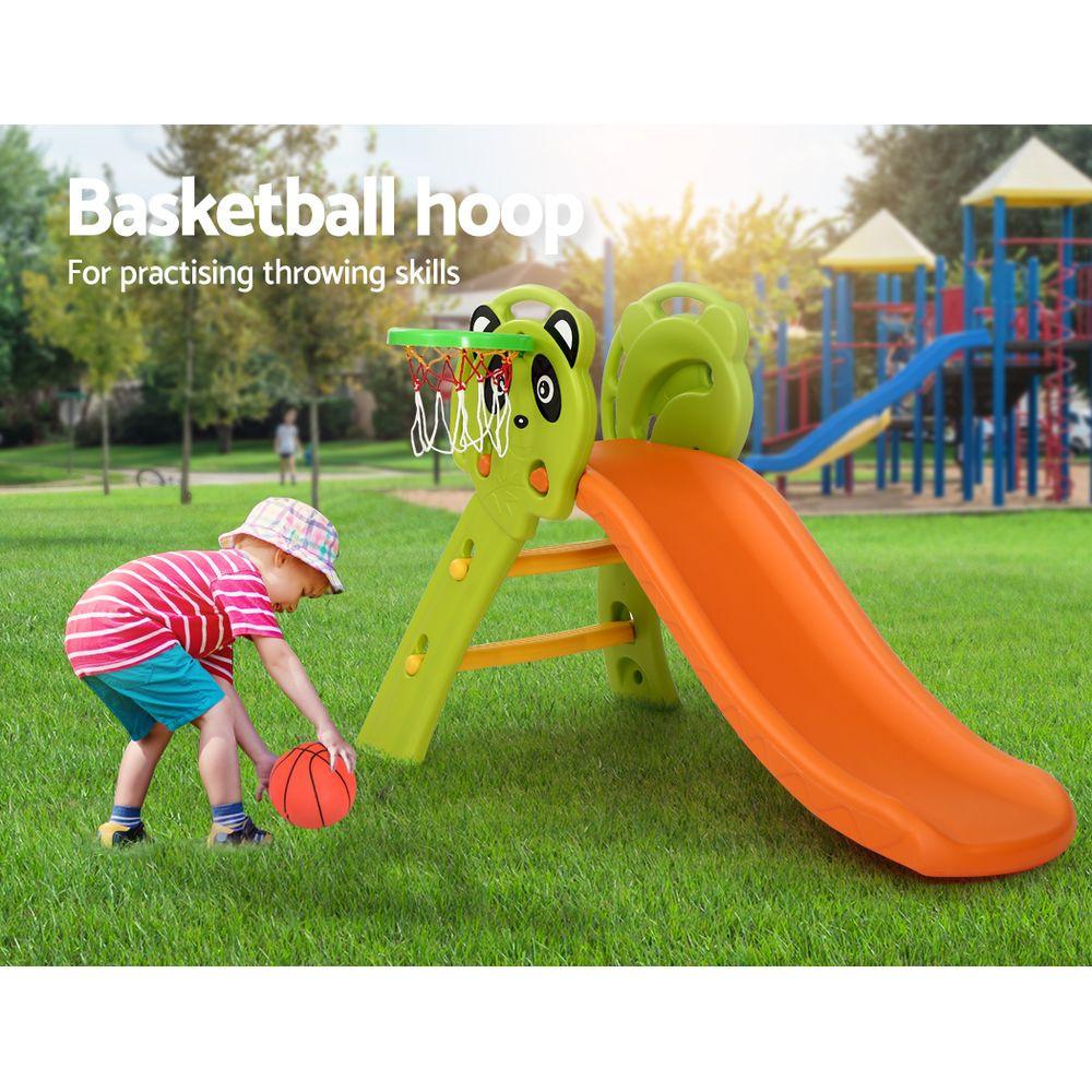 Keezi Kids Slide Set Basketball Hoop Indoor Outdoor Playground Toys 100cm Orange.