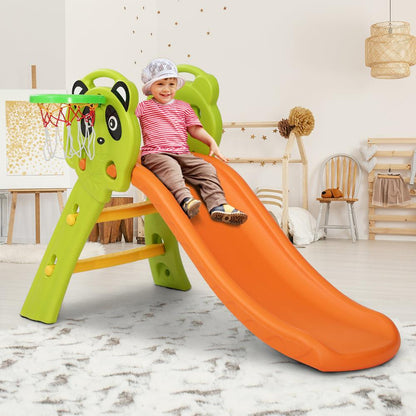 Keezi Kids Slide Set Basketball Hoop Indoor Outdoor Playground Toys 100cm Orange.