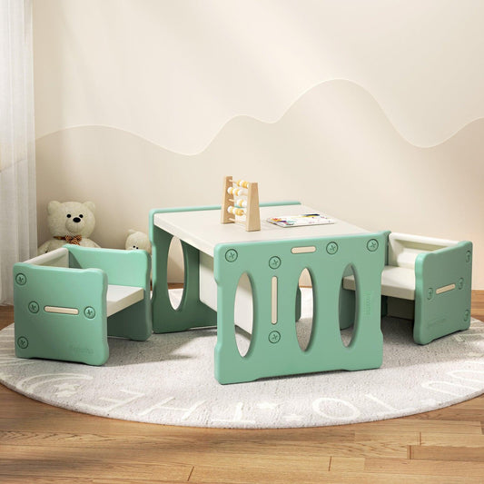 Keezi 3PCS Kids Table and Chairs Set HDPE.