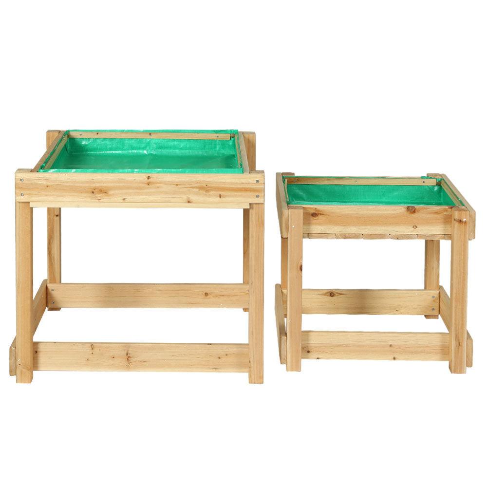 Keezi Kids Sandpit Wooden Sandbox Sand Pit Water Table Outdoor Toys 101cm.