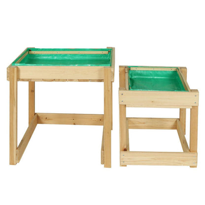 Keezi Kids Sandpit Wooden Sandbox Sand Pit Water Table Outdoor Toys 101cm.