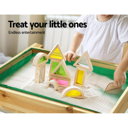 Keezi Kids Sandpit Wooden Sandbox Sand Pit Water Table Outdoor Toys 101cm.