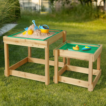 Keezi Kids Sandpit Wooden Sandbox Sand Pit Water Table Outdoor Toys 101cm.