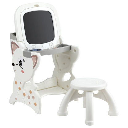 Keezi Kids Table and Chair Set 2 in 1 Easel Desk Stool w/ LCD Writing Tablet.