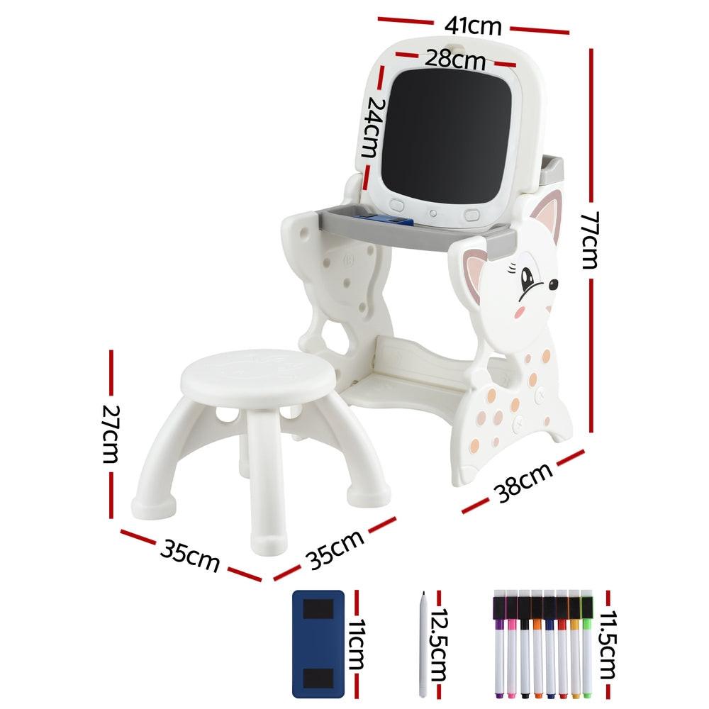 Keezi Kids Table and Chair Set 2 in 1 Easel Desk Stool w/ LCD Writing Tablet.