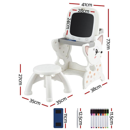 Keezi Kids Table and Chair Set 2 in 1 Easel Desk Stool w/ LCD Writing Tablet.