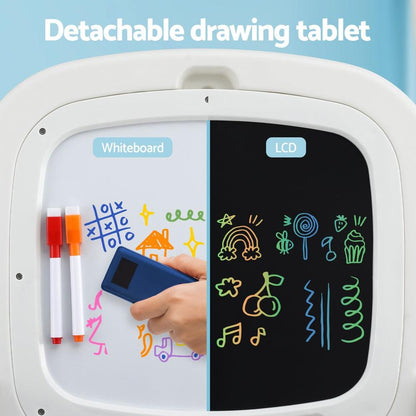 Keezi Kids Table and Chair Set 2 in 1 Easel Desk Stool w/ LCD Writing Tablet.