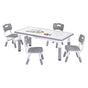 Keezi Kids Table and 4 Chairs Set Height Adjustable Toddler Desk and Chair Set for Ages 3-8, Children Activity Table with Graffiti Desktop for Learning Drawing Playing, Grey
