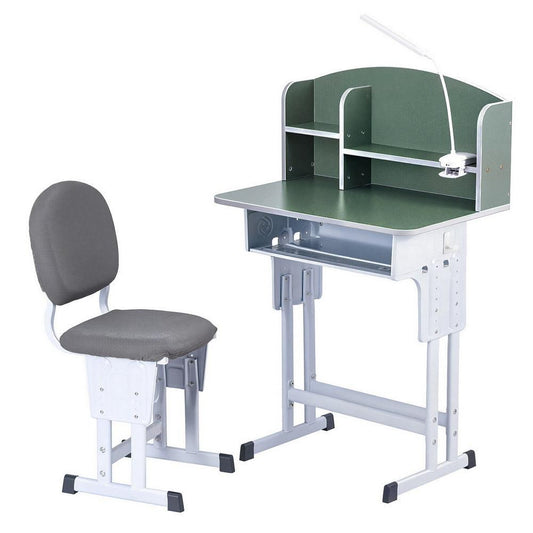 Keezi Kids Study Desk Chair Set Adjustable Ergonomic Table LED Lamp Green.