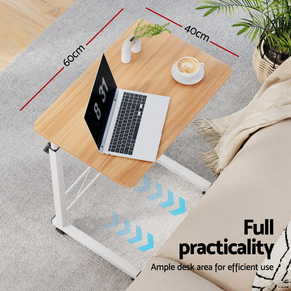 Artiss Laptop Desk Table Adjustable 60CM Light Wood.