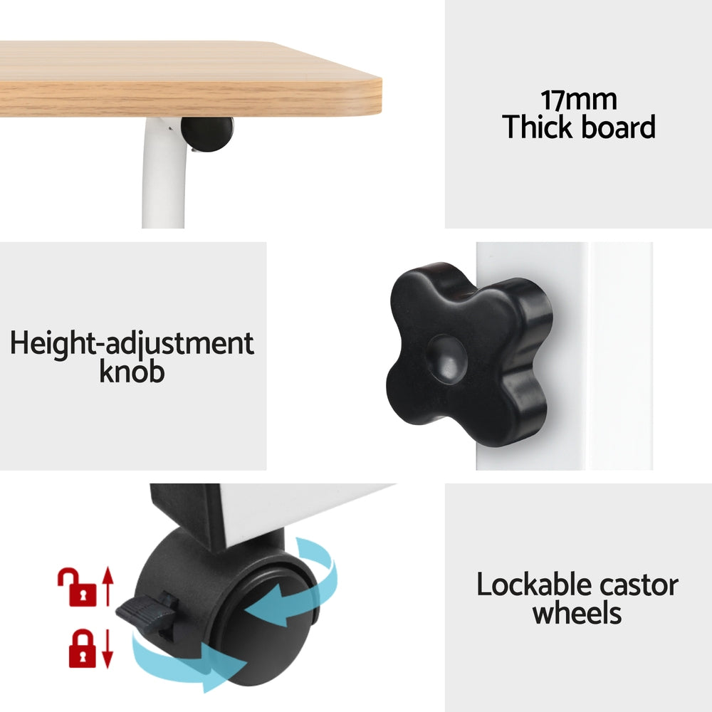 Artiss Laptop Desk Table Adjustable 60CM Light Wood.