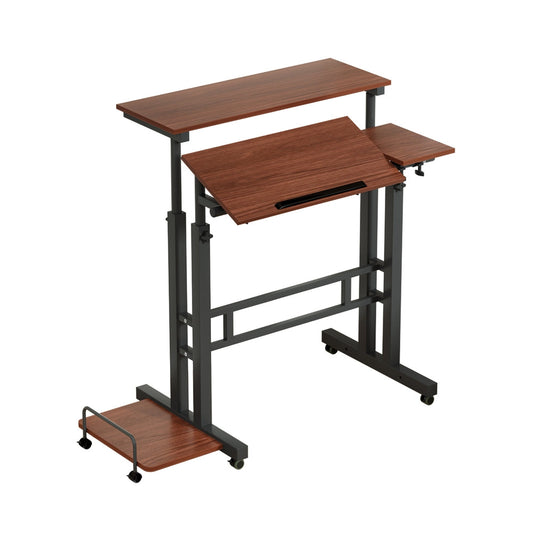 Artiss Laptop Desk Table Adjustable Dark Wood 80CM.